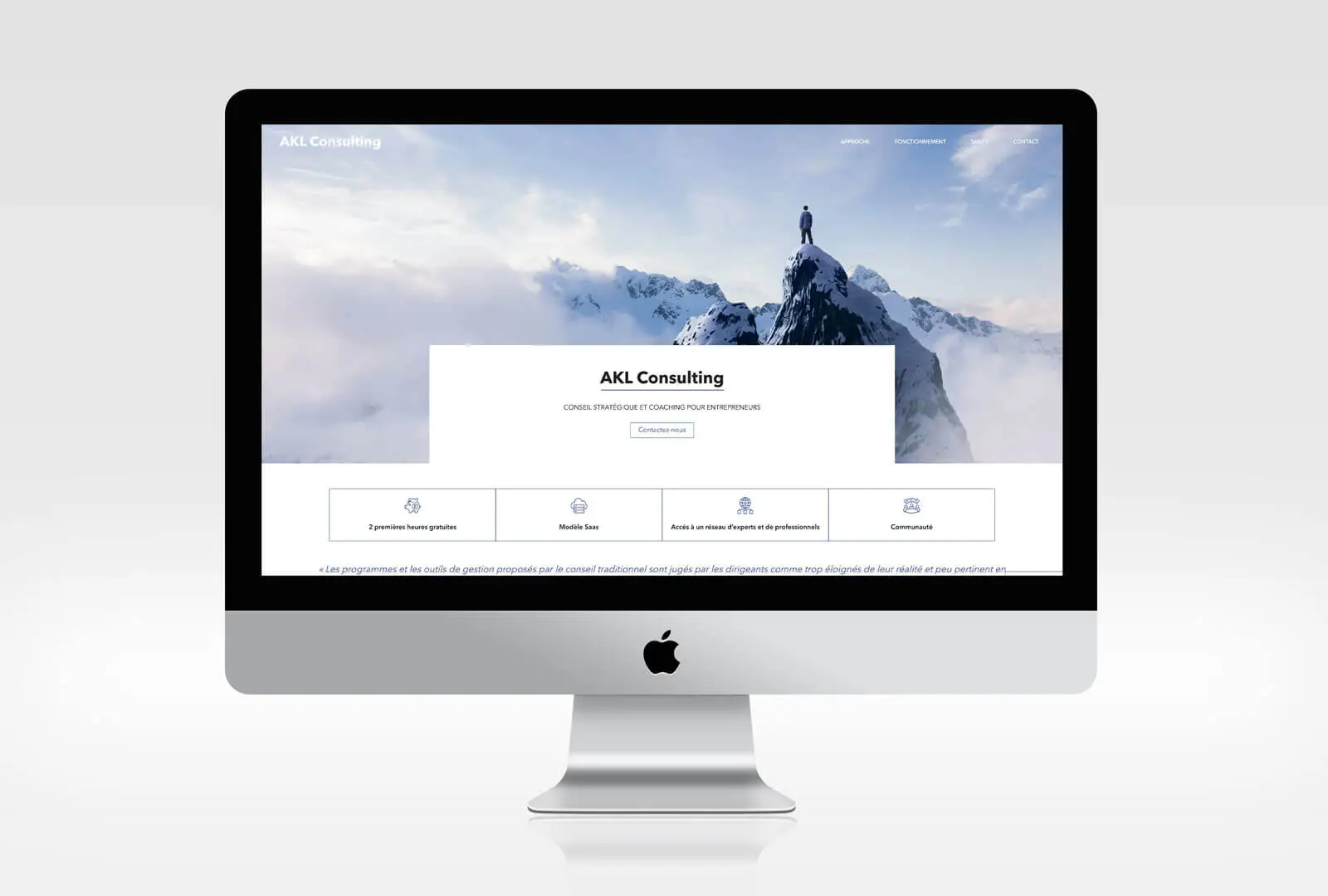 Mockup du rendu sur ordinateur du site web AKL Consulting